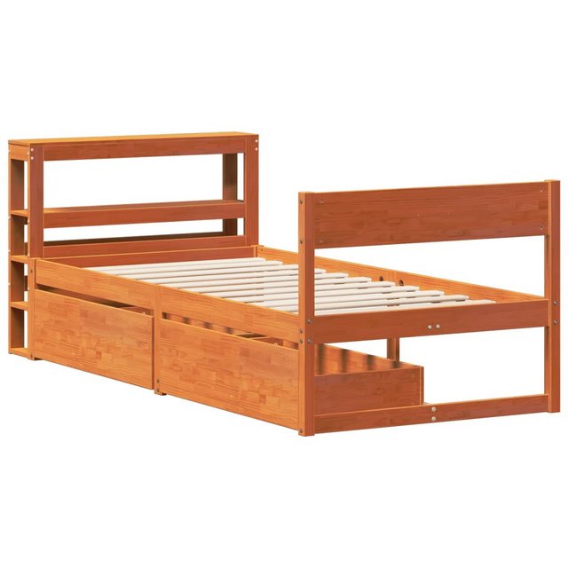 vidaXL Bett Massivholzbett ohne Matratze Wachsbraun 90x190 cm Kiefernholz günstig online kaufen