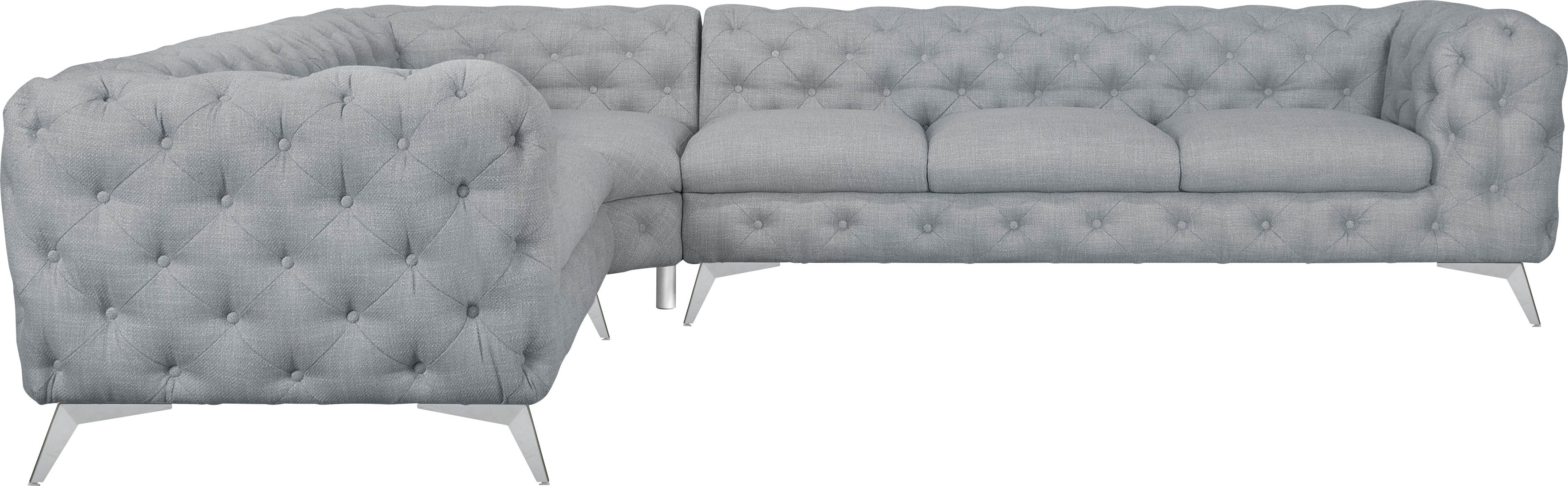 Leonique Chesterfield-Sofa "Ecksofa GLYNIS L-Form mit Wellenunterfederung, günstig online kaufen
