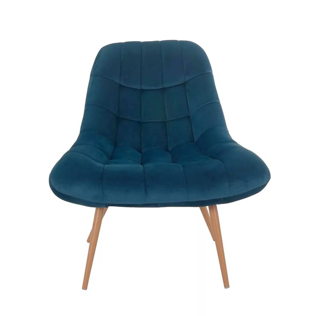 Lounge Sessel in Blau Samt Retrostil günstig online kaufen
