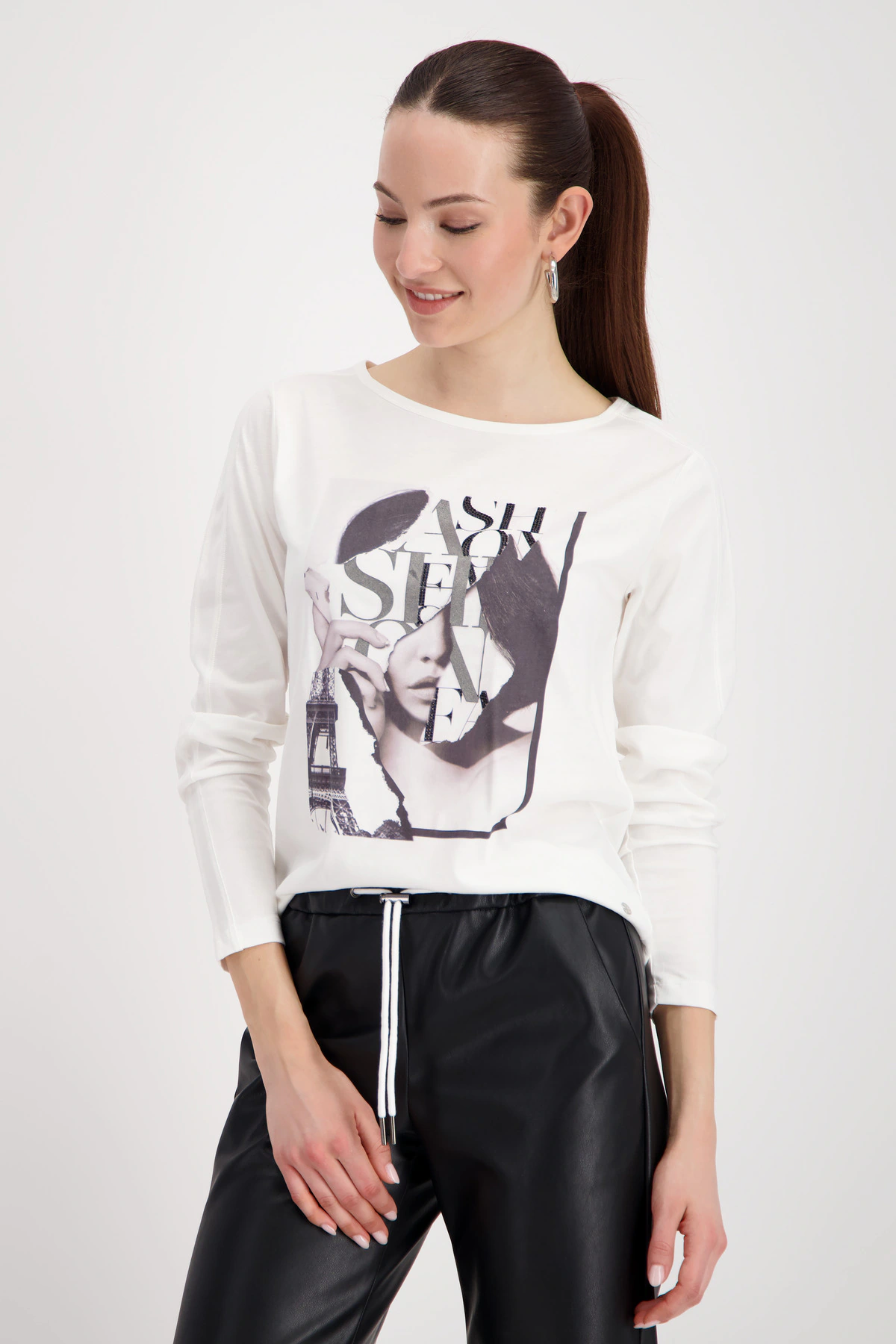 Monari Langarmshirt "Shirt Frau Schrift", Regular fit mit Rundhalsausschnit günstig online kaufen
