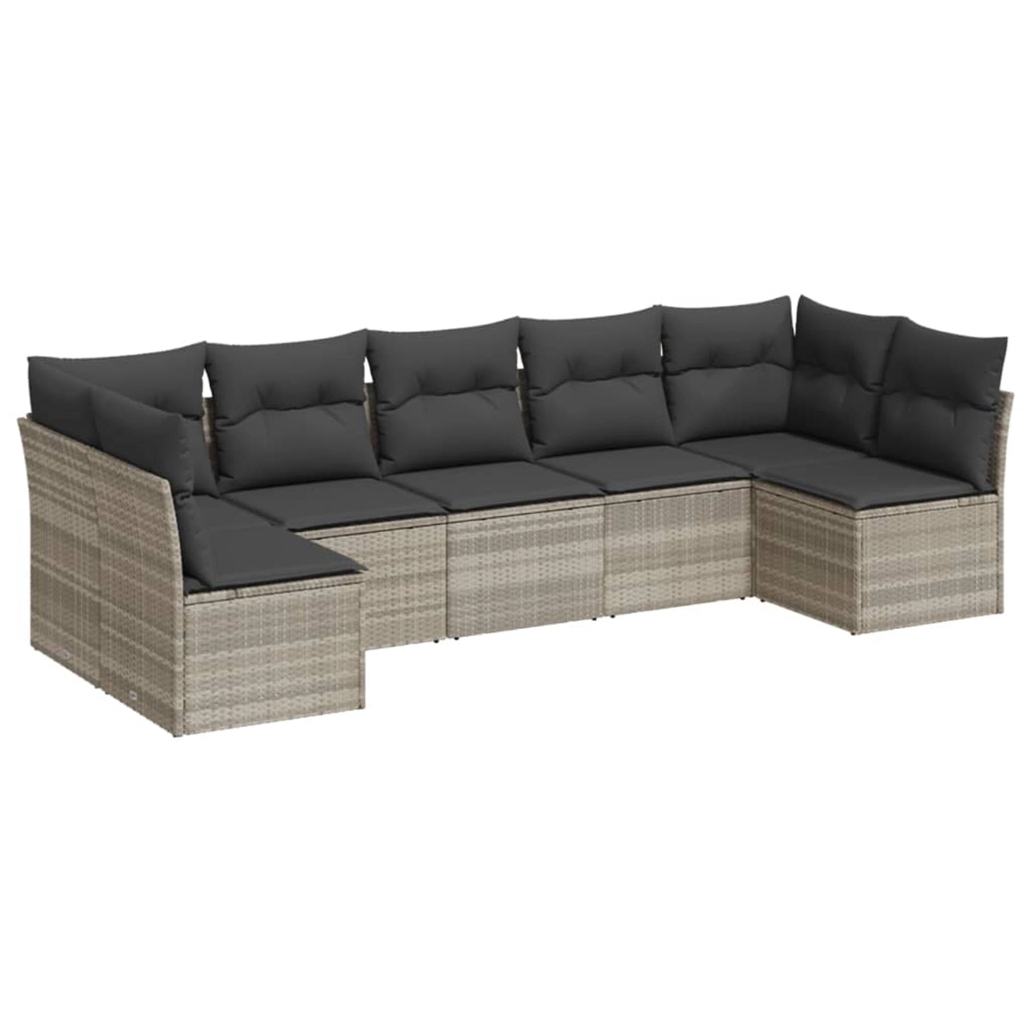 vidaXL 7-Tlg Garten-Sofagarnitur mit Kissen Hellgrau Poly Rattan 3217432 günstig online kaufen
