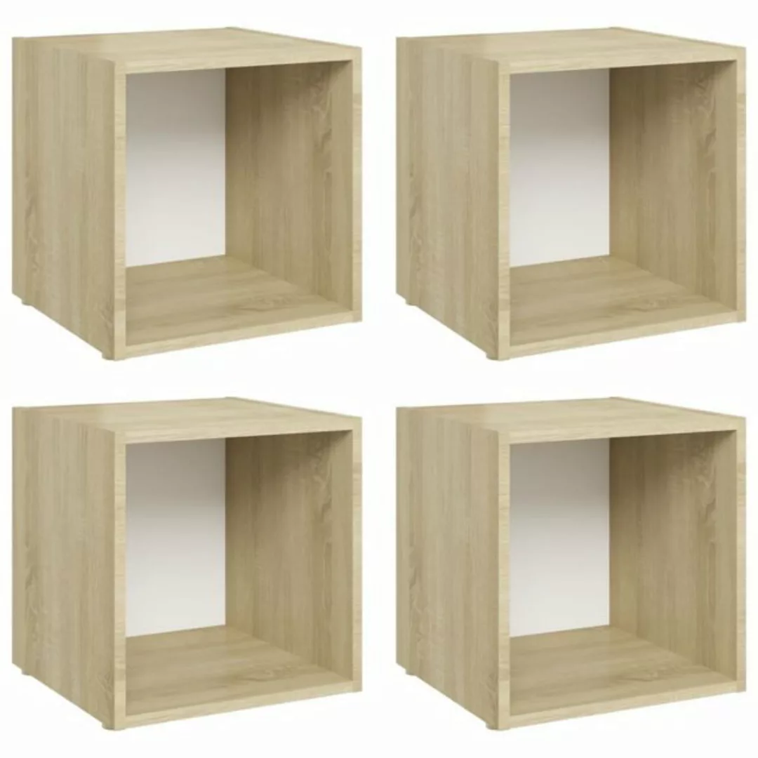 furnicato TV-Schrank TV-Schränke 4 Stk. Weiß Sonoma-Eiche 37x35x37 cm Holzw günstig online kaufen