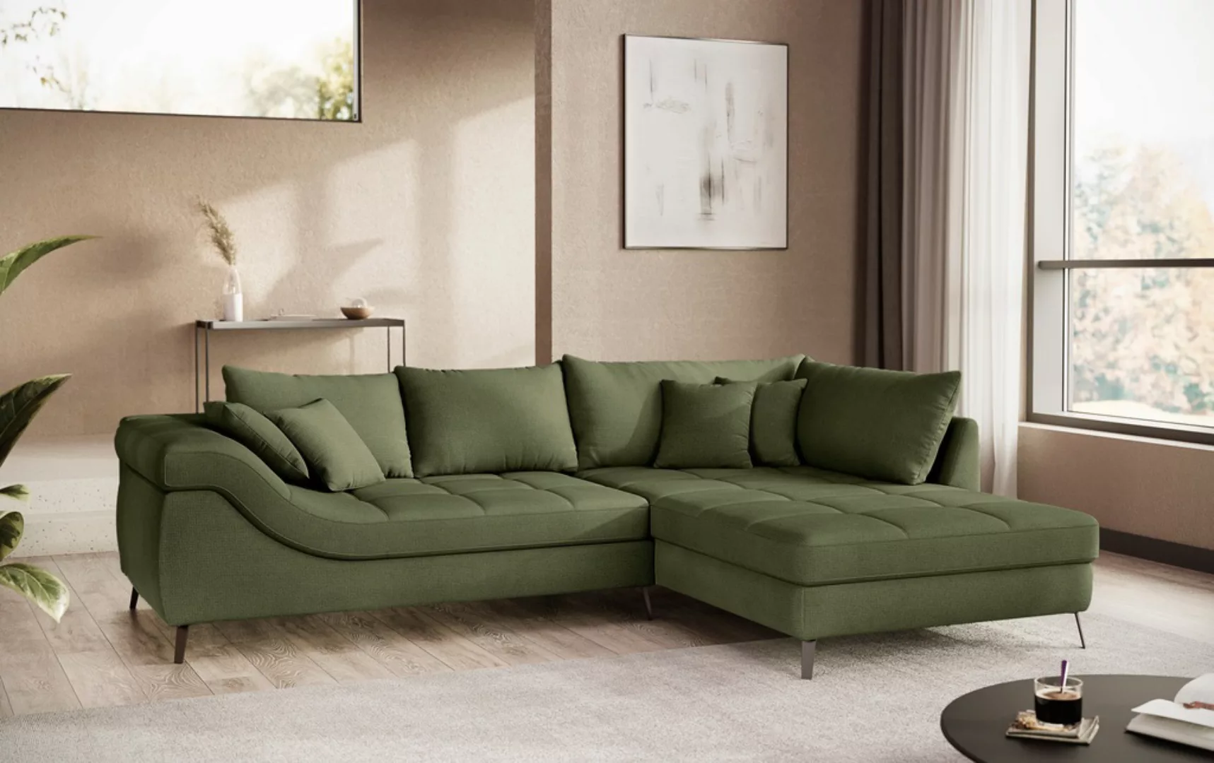 Mr. Couch Ecksofa "Portofino L-Form", 4 Bezugsqualitäten, 13,5 cm hohe Meta günstig online kaufen