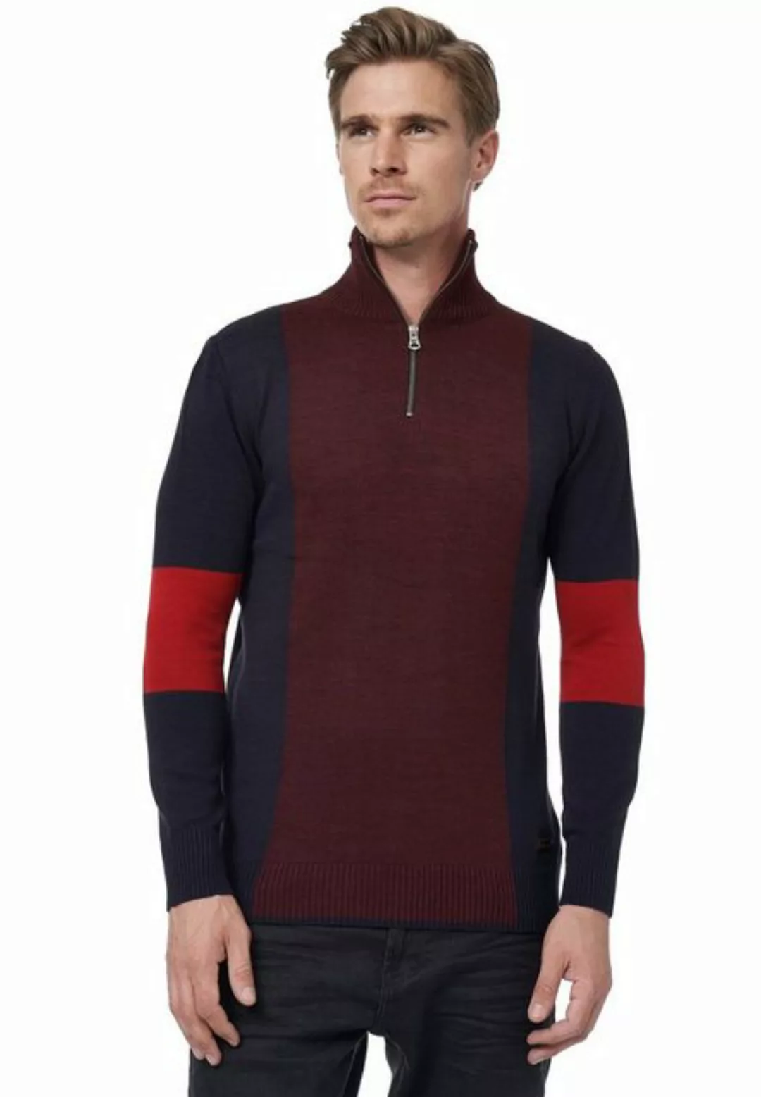 Rusty Neal Strickpullover, mit bequemen Half-Zip günstig online kaufen