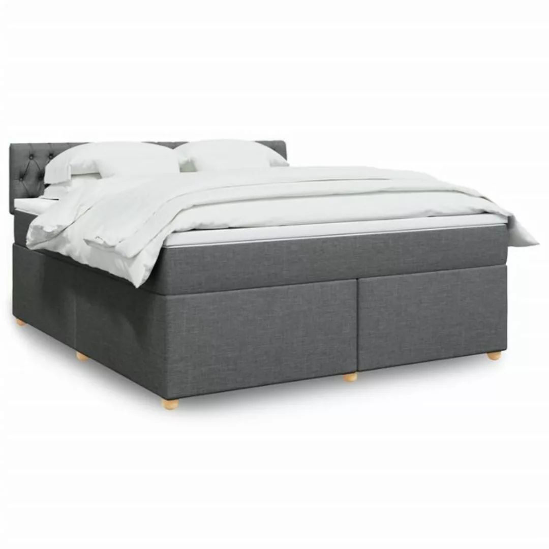 vidaXL Boxspringbett, Boxspringbett mit Matratze Dunkelgrau 180x200 cm Stof günstig online kaufen