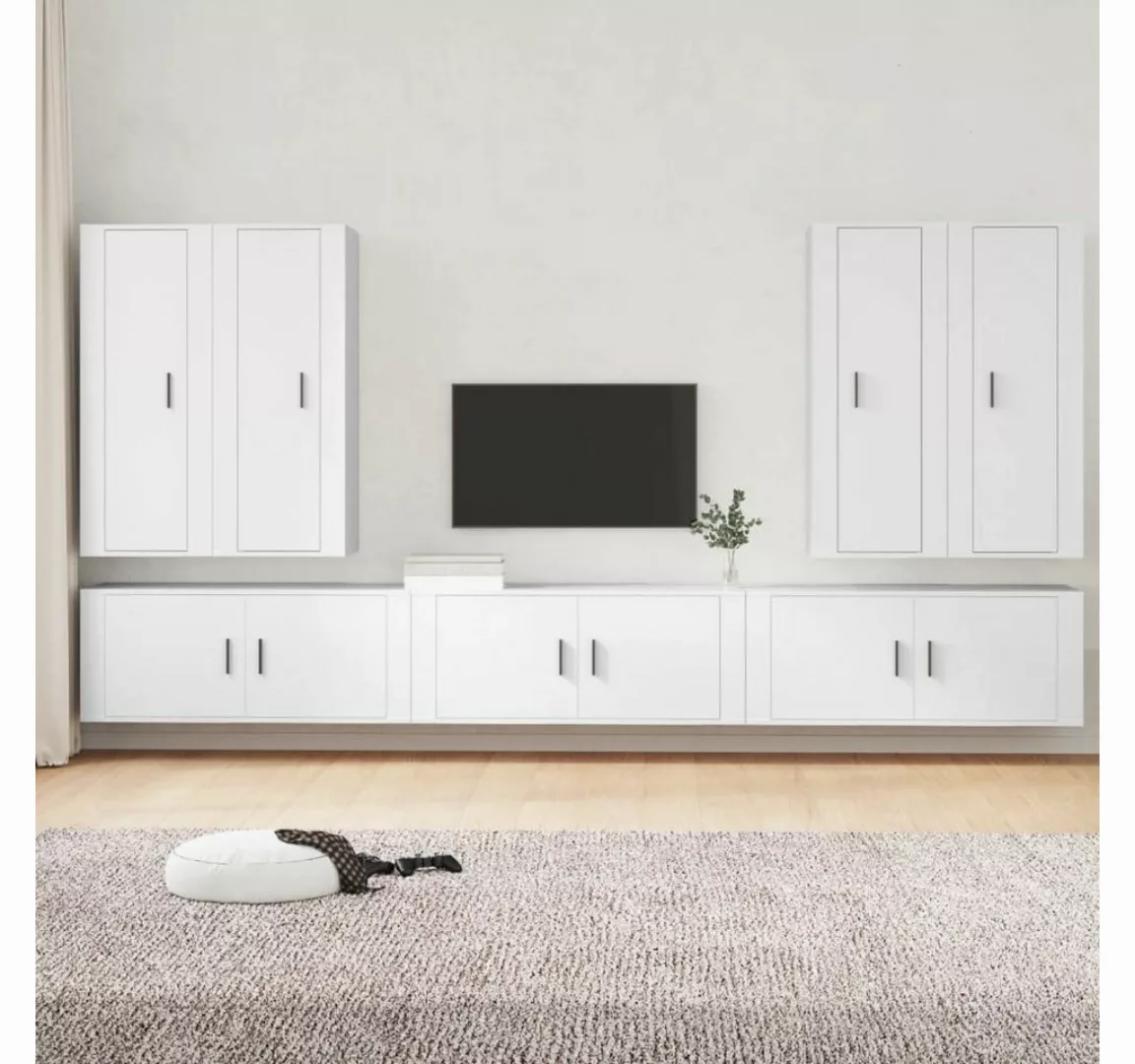 furnicato TV-Schrank 7-tlg. TV-Schrank-Set Weiß Holzwerkstoff günstig online kaufen