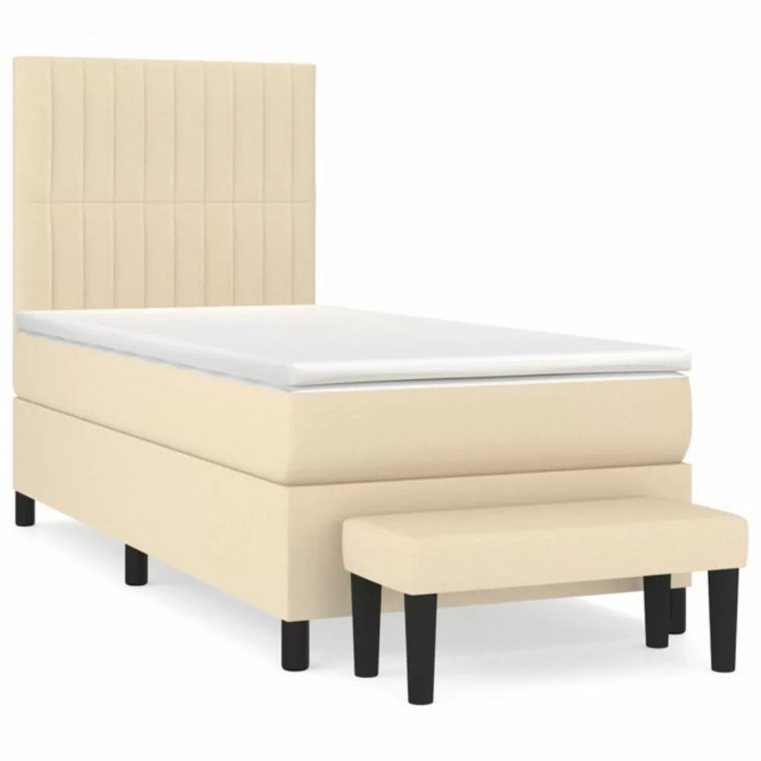 vidaXL Boxspringbett Boxspringbett mit Matratze Creme 100x200 cm Stoff Bett günstig online kaufen