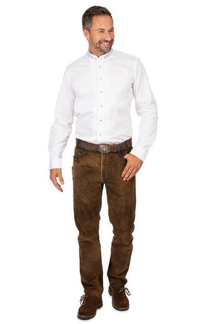 Almsach Trachtenhemd Stehkragenhemd JAKOB weiß jeans (Slim Fit) günstig online kaufen