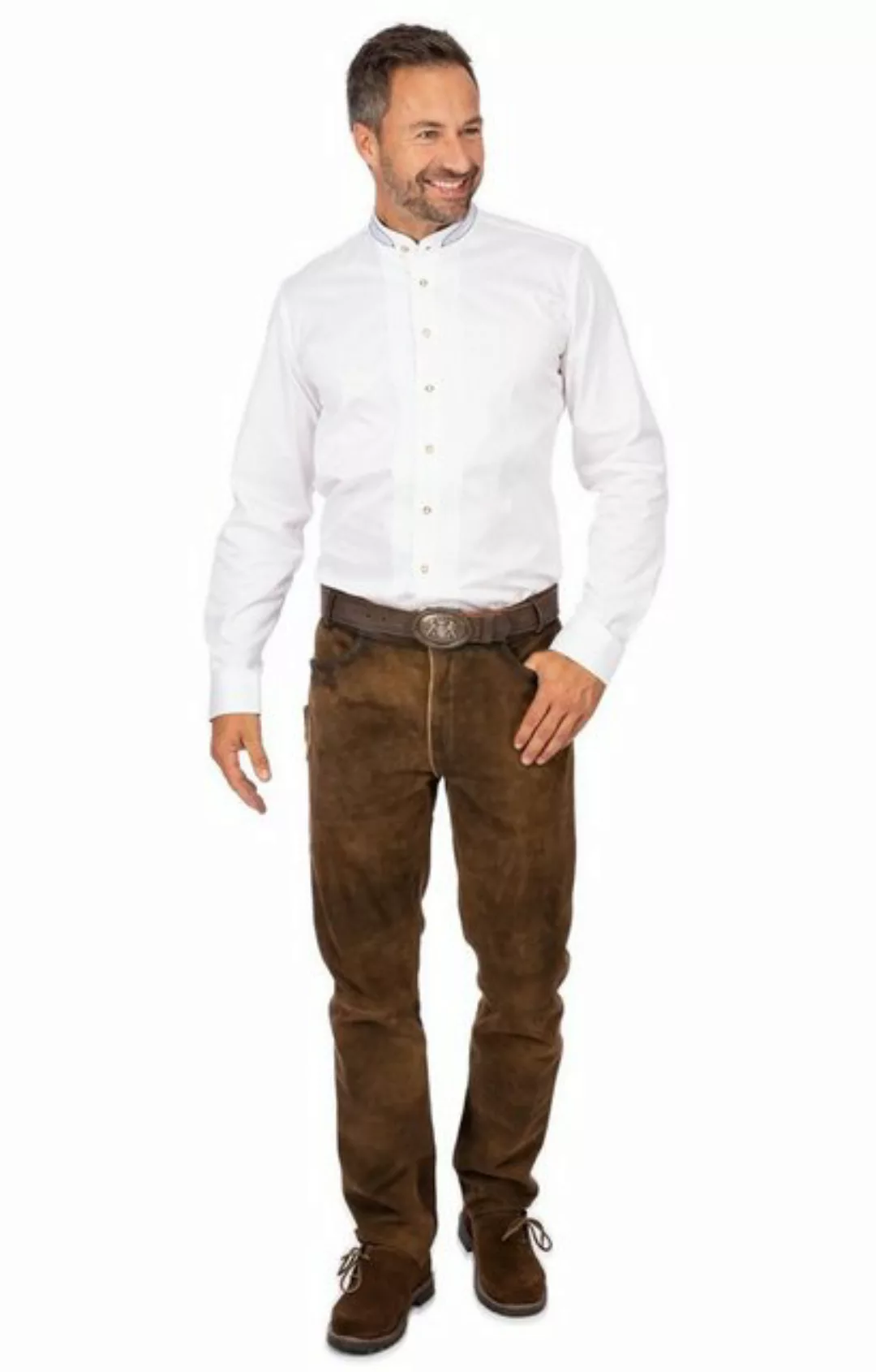 Almsach Trachtenhemd Stehkragenhemd JAKOB weiß jeans (Slim Fit) günstig online kaufen