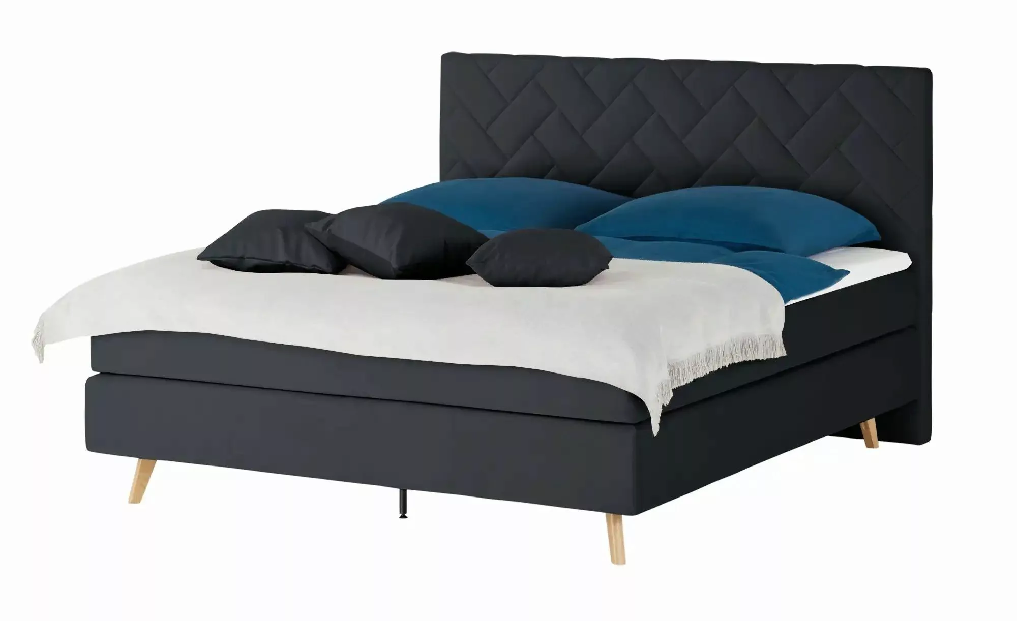 Boxspringbett  Weave ¦ schwarz ¦ Maße (cm): B: 140 H: 122 Betten > Einzelbe günstig online kaufen