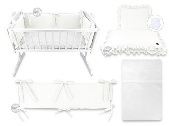 hopsibaby Stubenbett Babywiege Komplettwiegenset Musselin Beige Babybett, P günstig online kaufen