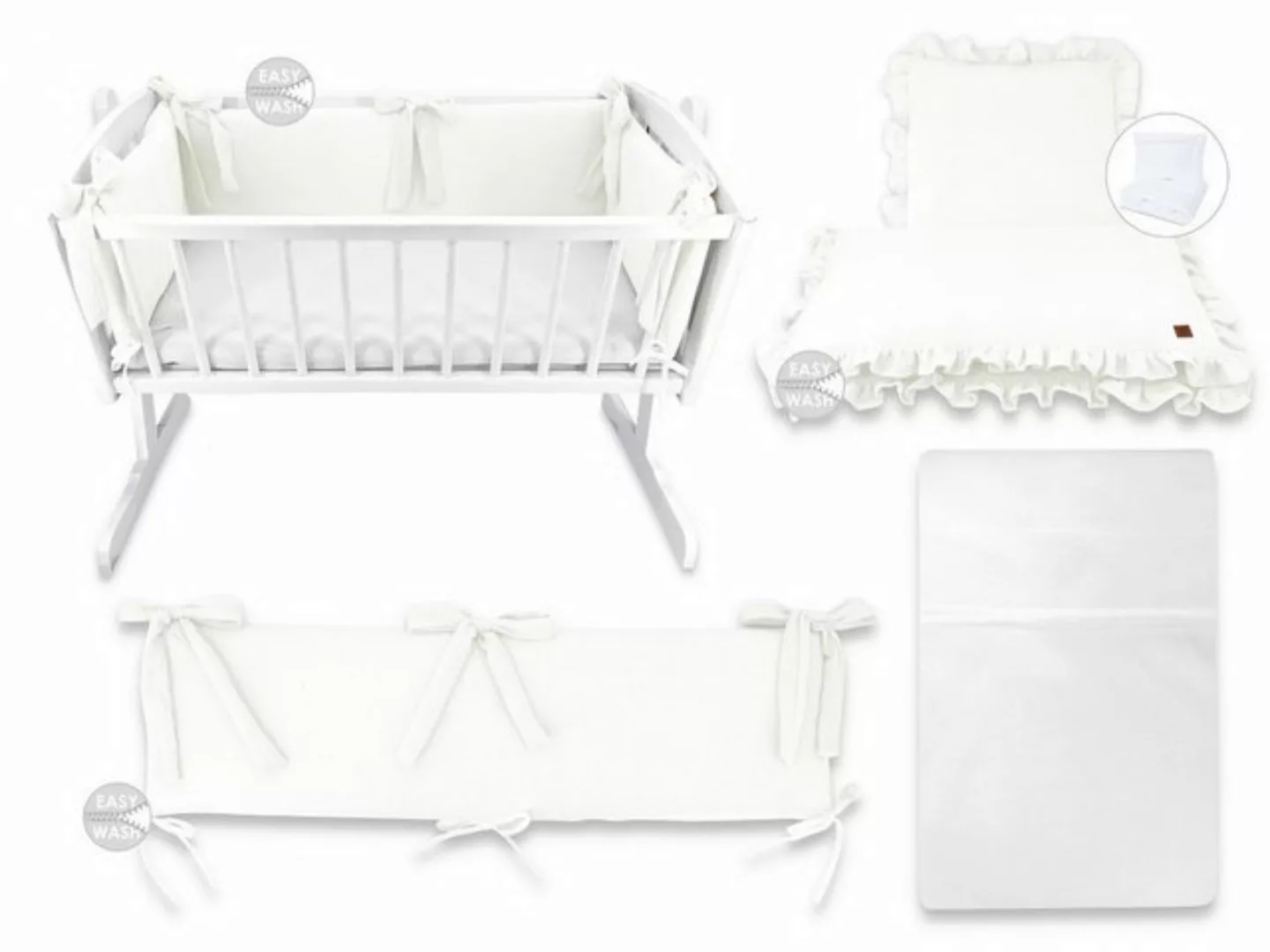 hopsibaby Stubenbett Babywiege Komplettwiegenset Musselin Beige Babybett, P günstig online kaufen