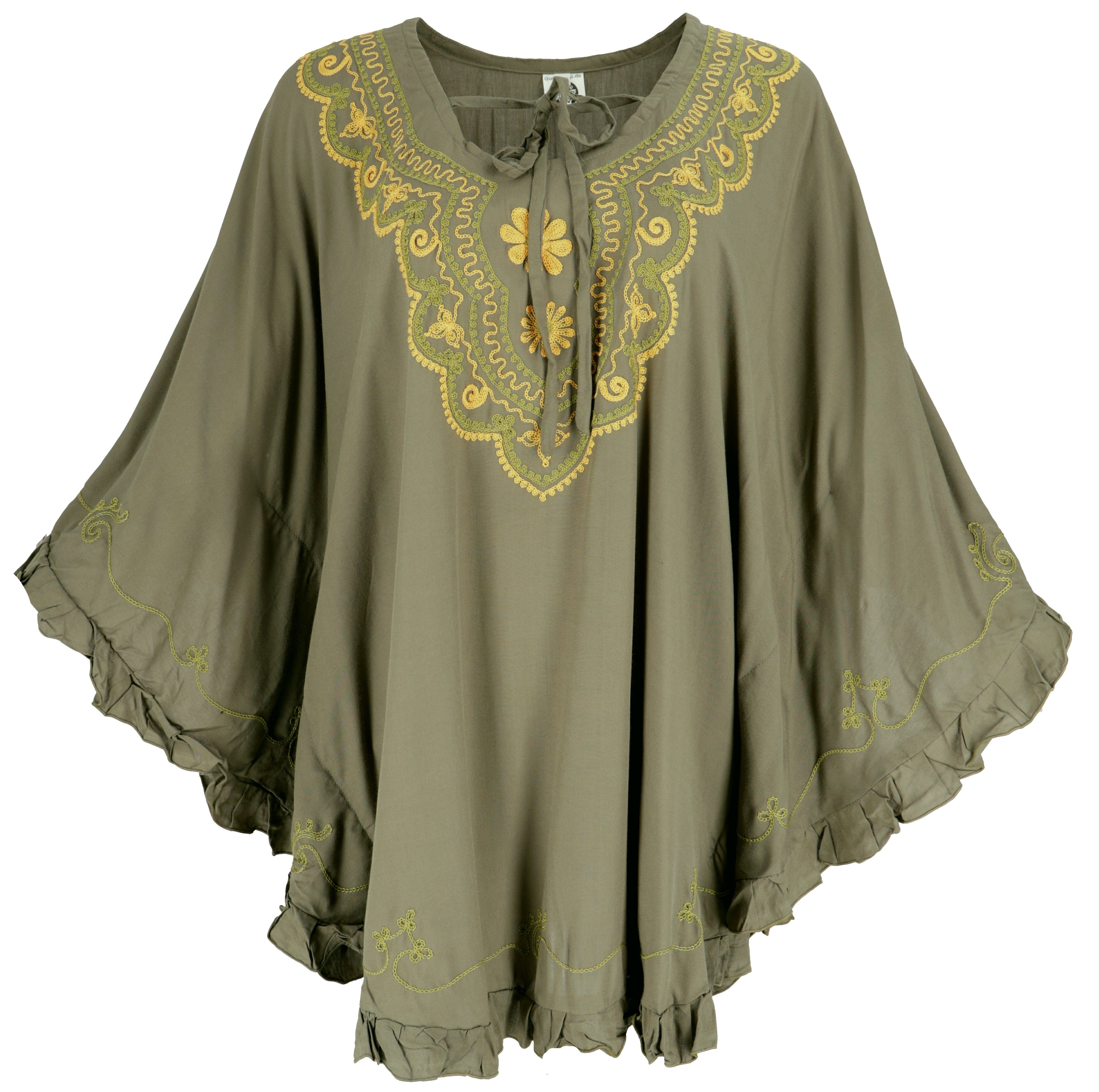 Guru-Shop Longbluse Bestickter Hippie Poncho, Tunika, günstig online kaufen