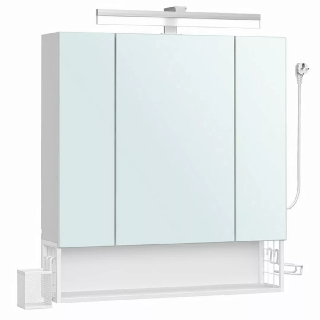 VASAGLE Spiegelschrank Badezimmerschrank mit Steckdosen, Hängekorb, Haartro günstig online kaufen