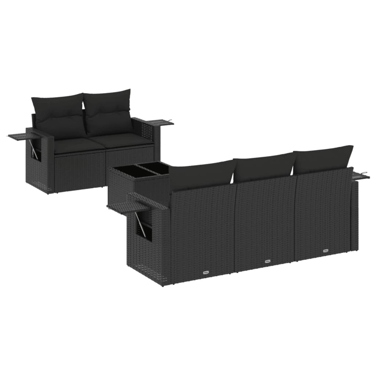 vidaXL 6-Tlg Garten-Sofagarnitur mit Kissen Schwarz Poly Rattan 3219894 günstig online kaufen