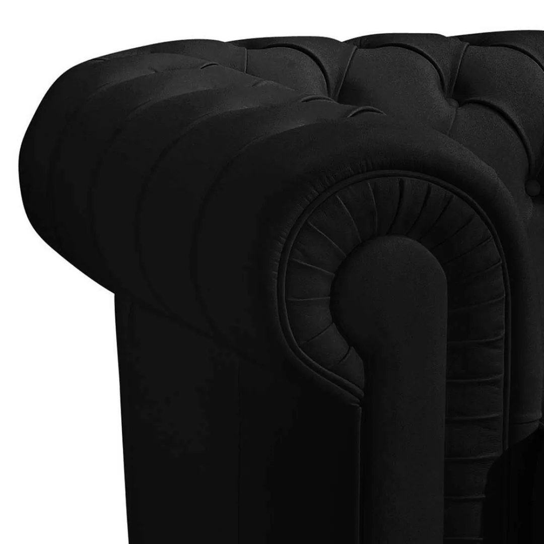 Polstersessel schwarz Leder im Chesterfield Look Vierfußgestell aus Holz günstig online kaufen