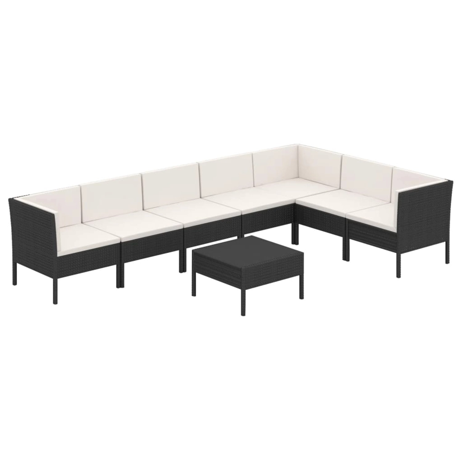 8-tlg. Garten-lounge-set Mit Auflagen Poly Rattan Schwarz günstig online kaufen