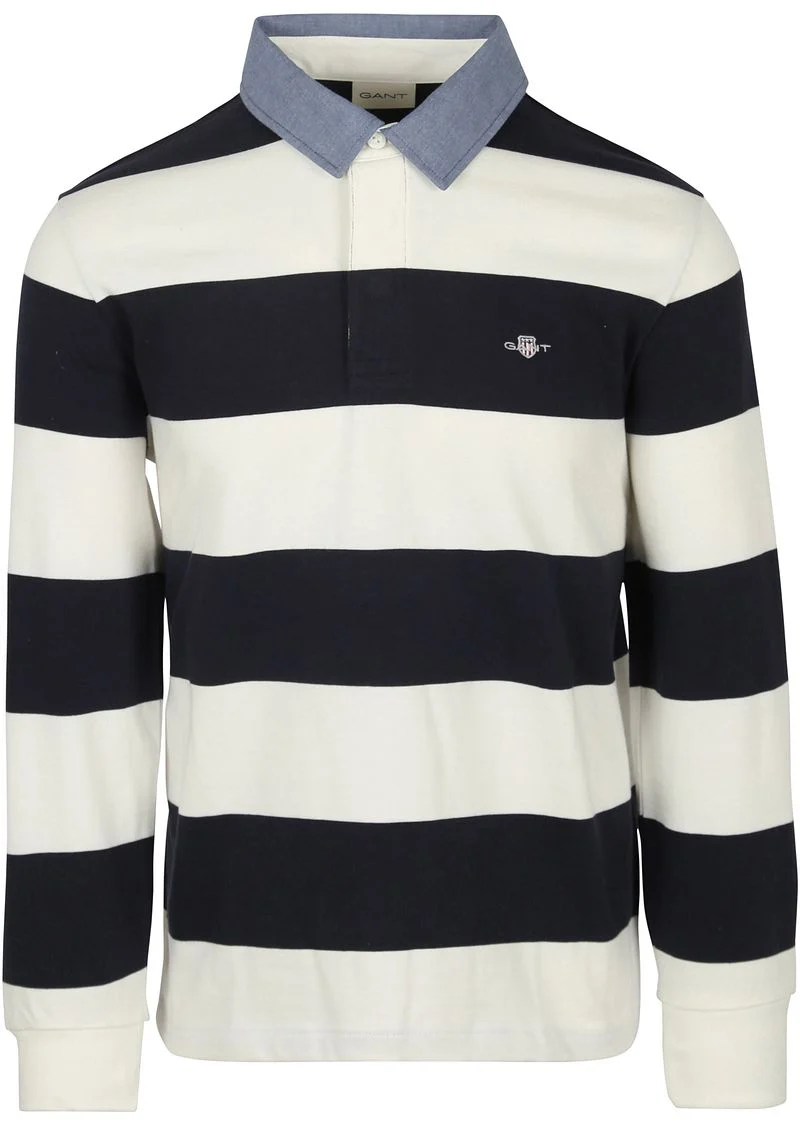 Gant Heavy Rugger Shield Poloshirt Streifen Navy Weiß - Größe S günstig online kaufen