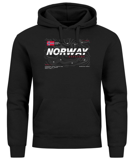 Neverless Hoodie Hoodie Herren Print Norwegen Flagge Schriftzug Norway Expl günstig online kaufen