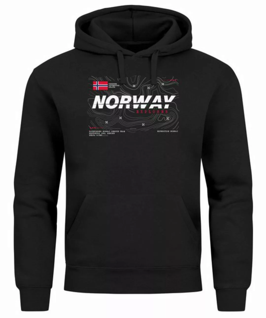 Neverless Hoodie Hoodie Herren Print Norwegen Flagge Schriftzug Norway Expl günstig online kaufen