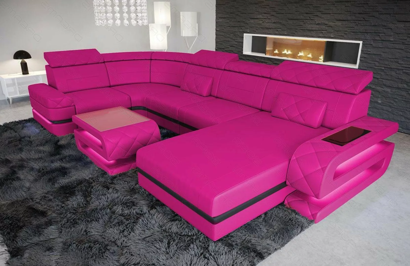 Sofa Dreams Wohnlandschaft Sofa Leder Bologna U Form Ledersofa, Couch, mit günstig online kaufen