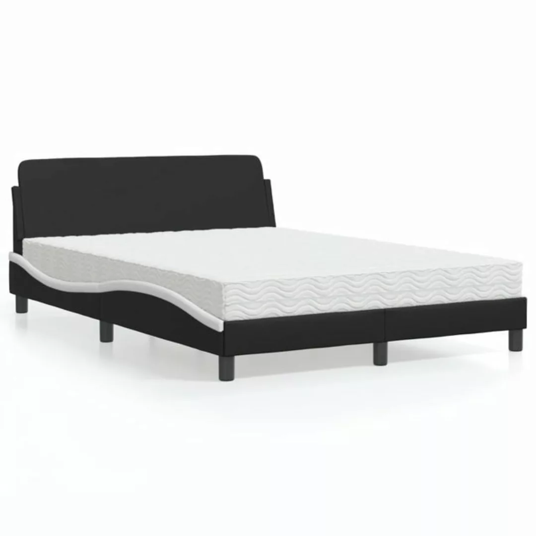 vidaXL Bett Bett mit Matratze Schwarz und Weiß 120x200 cm Kunstleder günstig online kaufen