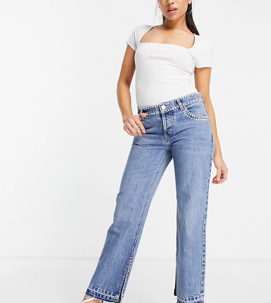 ASOS DESIGN Petite – Jeans aus Bio-Baumwollmix im Stil der 90er in mittlere günstig online kaufen