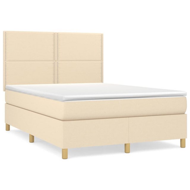 vidaXL Boxspringbett Boxspringbett mit Matratze Creme 140x200 cm Stoff Bett günstig online kaufen