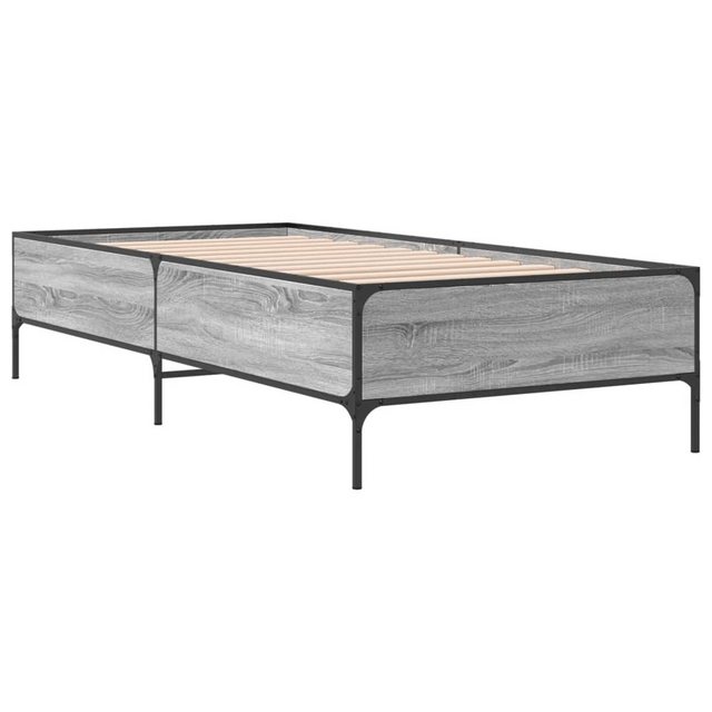 vidaXL Bett Bettgestell Grau Sonoma 90x190 cm Holzwerkstoff und Metall günstig online kaufen