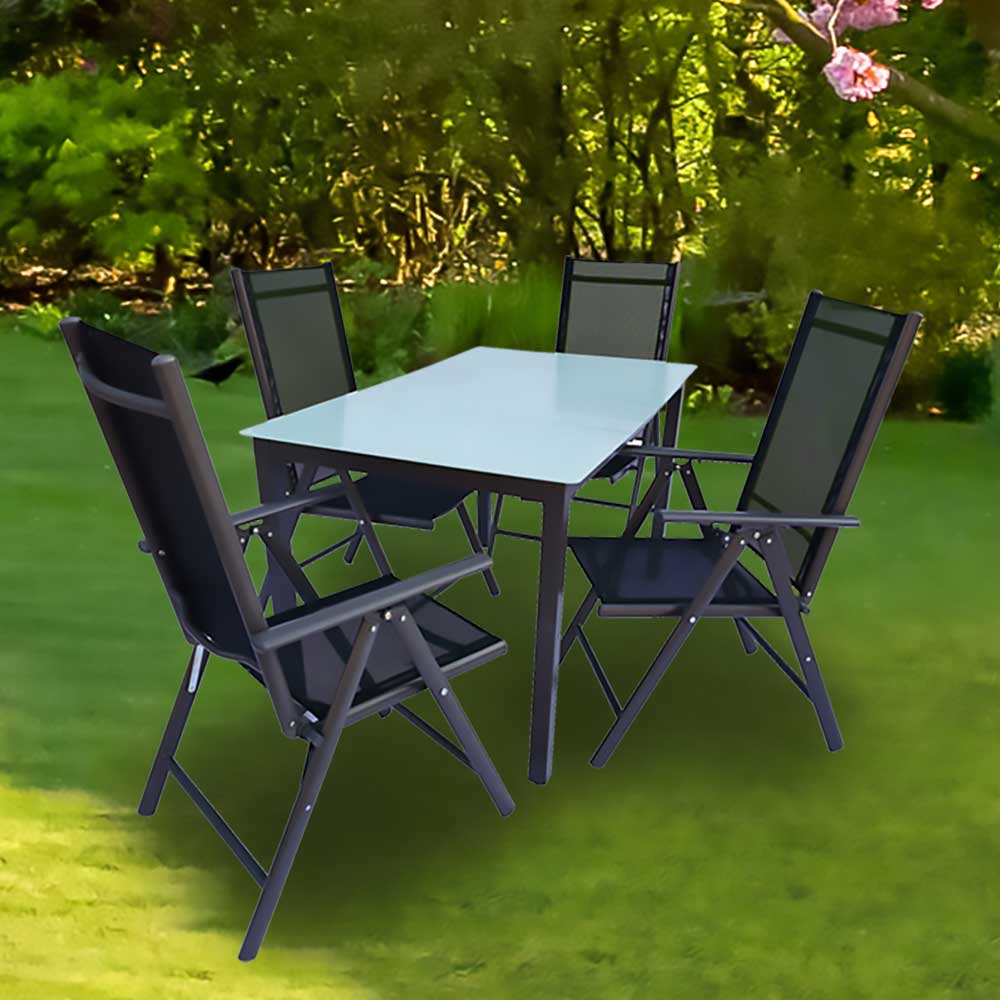 Gartenmöbelset Gartentischgruppe klappbar aus Metall (fünfteilig) günstig online kaufen