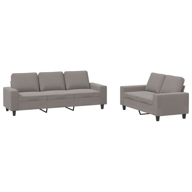 vidaXL Sofa Sofagarnitur Set mit Kissen Stoff, 2-tlg., Taupe günstig online kaufen