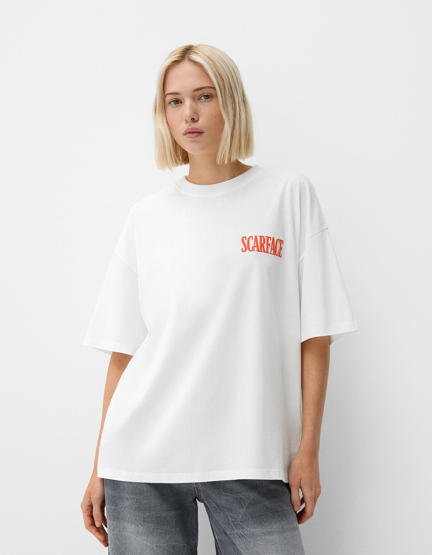 Bershka T-Shirt Mit Print Damen S Weiss günstig online kaufen