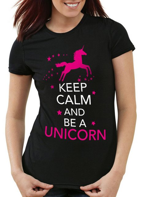 style3 T-Shirt Keep Calm and be a Unicorn Einhorn spruch fun funshirt pferd günstig online kaufen