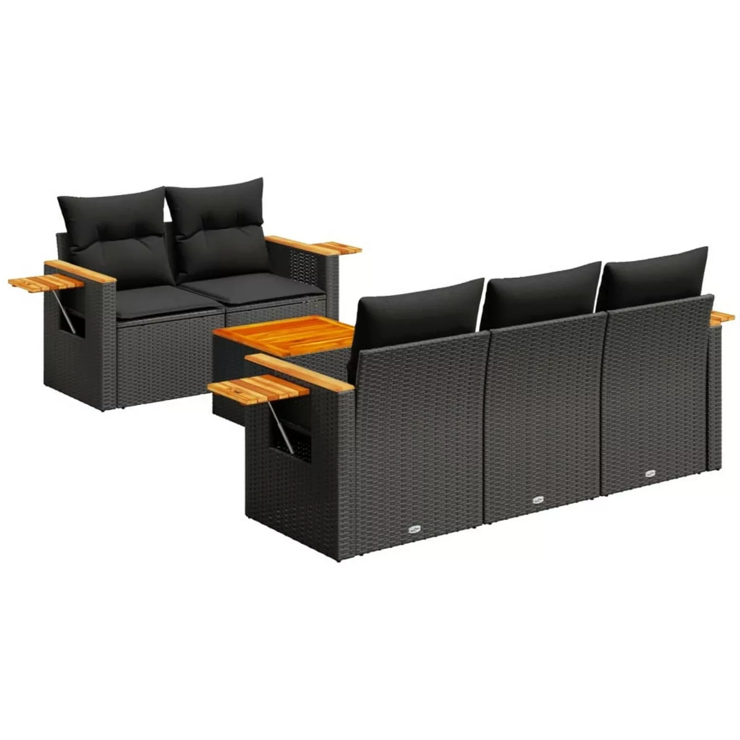 vidaXL 6-tlg Garten-Sofagarnitur mit Kissen Schwarz Poly Rattan Modell 222 günstig online kaufen