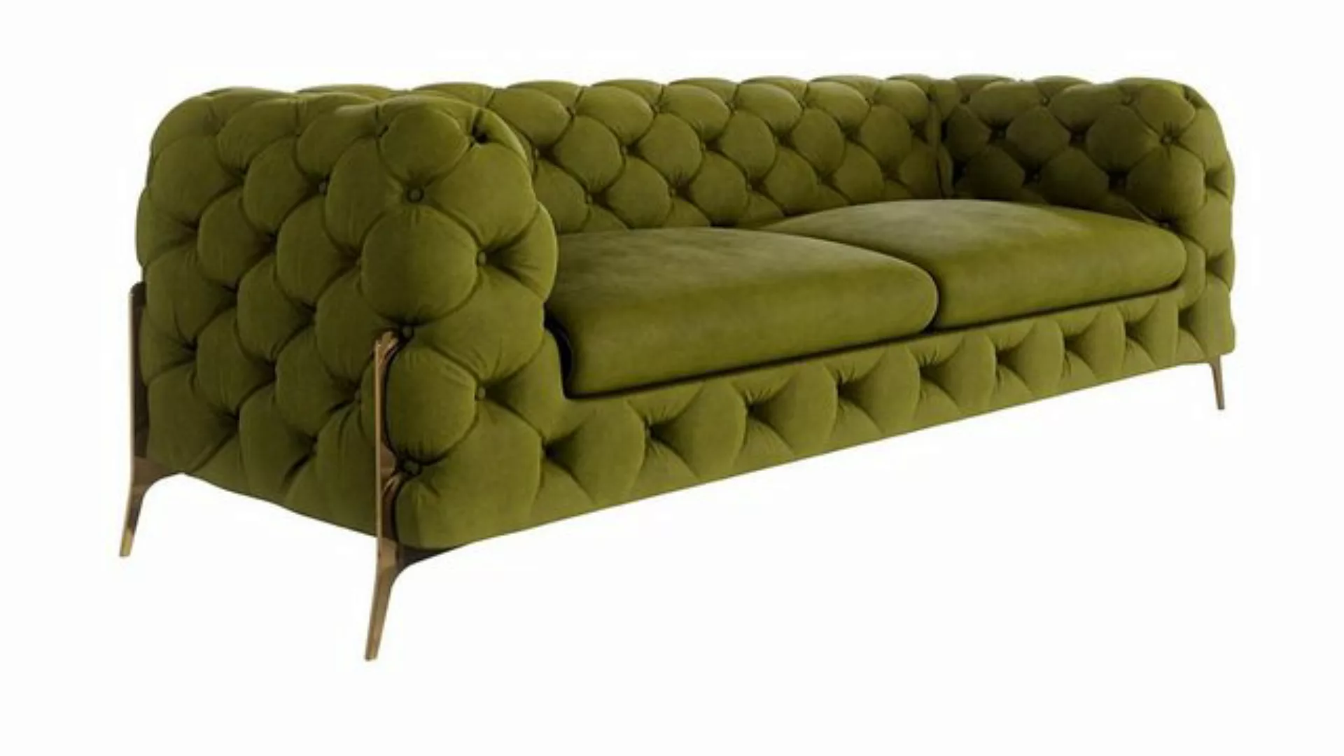 S-Style Möbel 3-Sitzer Ashley Chesterfield Sofa mit Goldene Metall Füßen, m günstig online kaufen