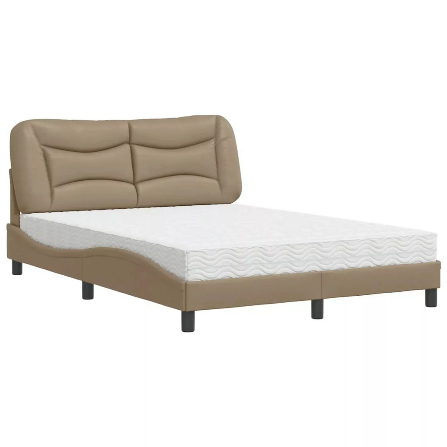 vidaXL Bett mit Matratze Cappuccino-Braun 140x200 cm Kunstleder Modell 1200 günstig online kaufen