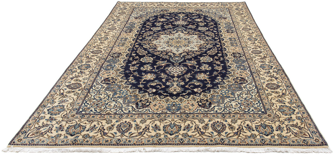 morgenland Wollteppich »Nain 9la Medaillon Blu scuro 308 x 197 cm«, rechtec günstig online kaufen