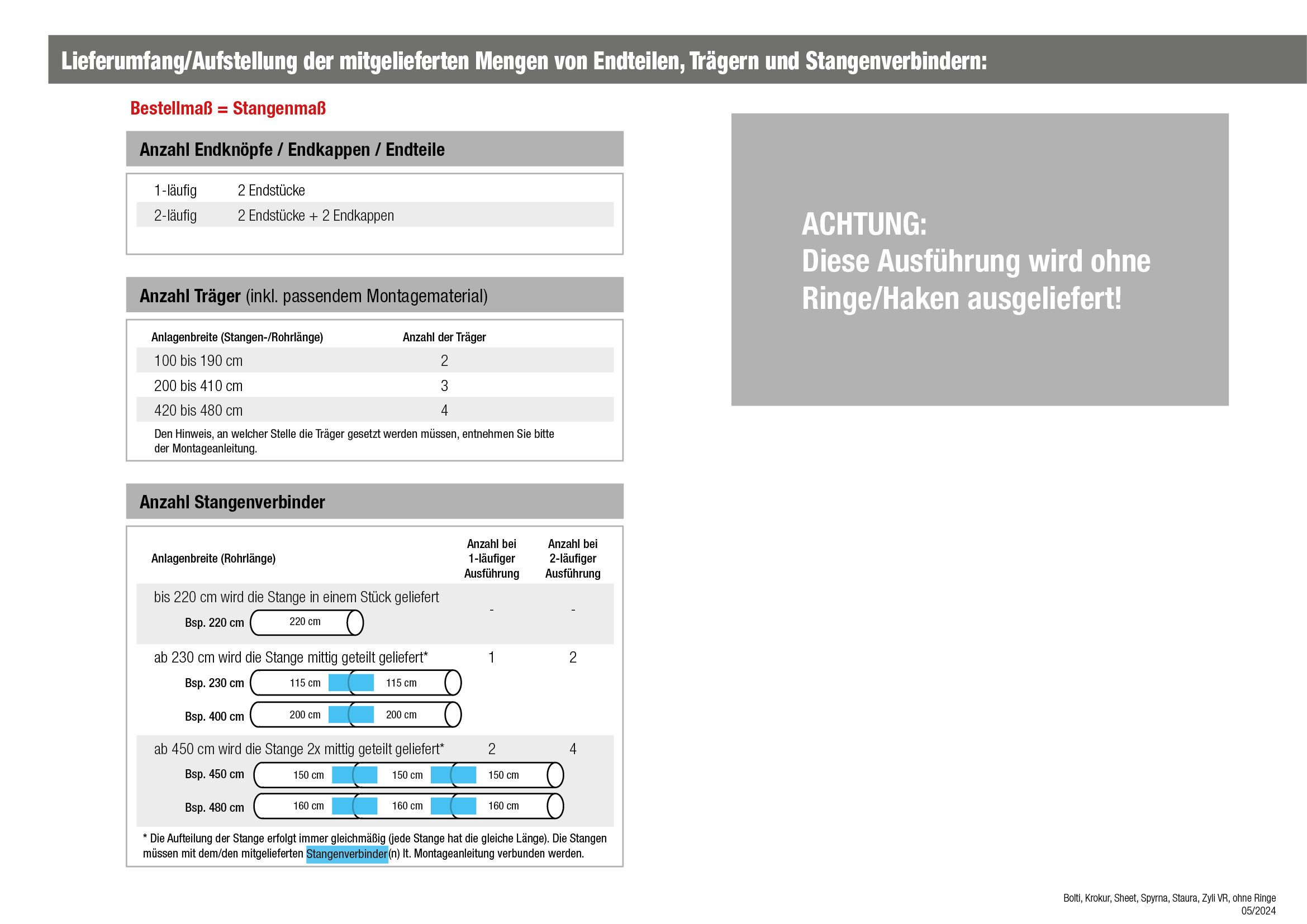 GARESA Gardinenstange »SPYRNA mit offenem Träger«, 1 läufig-läufig, Wunschm günstig online kaufen