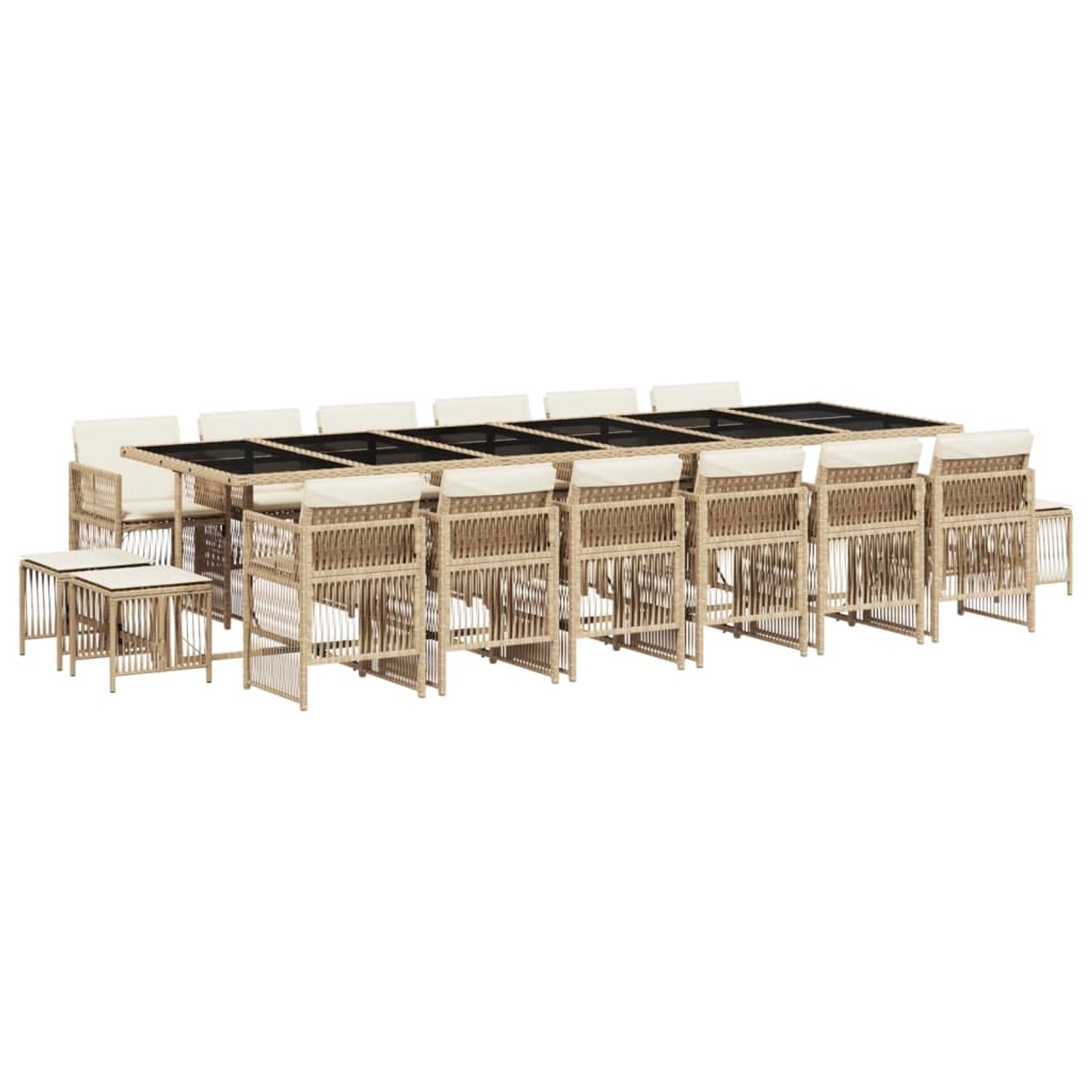 vidaXL 17-Tlg Garten-Essgruppe mit Kissen Beige Poly Rattan 3211006 günstig online kaufen