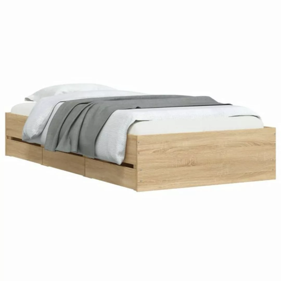 vidaXL Bett Bettgestell mit Schubladen Räuchereiche 75x190 cm Holzwerkstoff günstig online kaufen