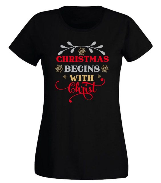 G-graphics T-Shirt Damen T-Shirt - Christmas begins with christ mit trendig günstig online kaufen