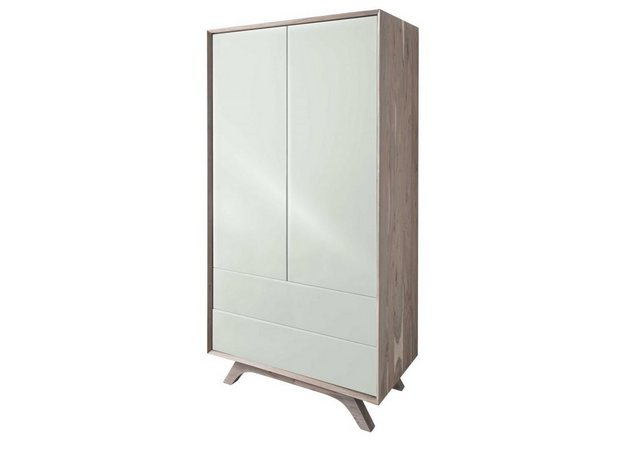 Massivmoebel24 Kleiderschrank Kleiderschrank Akazie 90x50x175 braun-weiß la günstig online kaufen