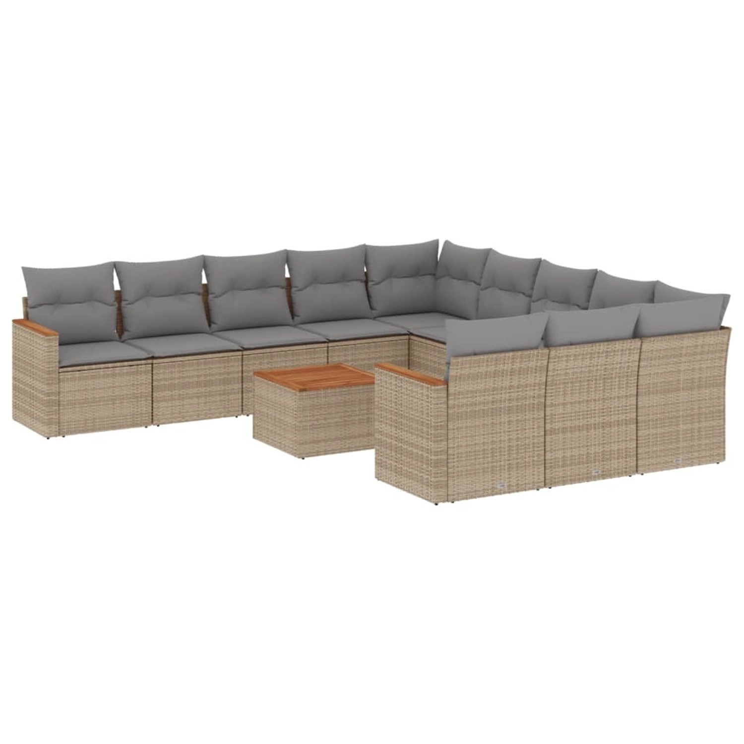vidaXL 12-Tlg Garten-Sofagarnitur mit Kissen Beige Poly Rattan 3226437 günstig online kaufen