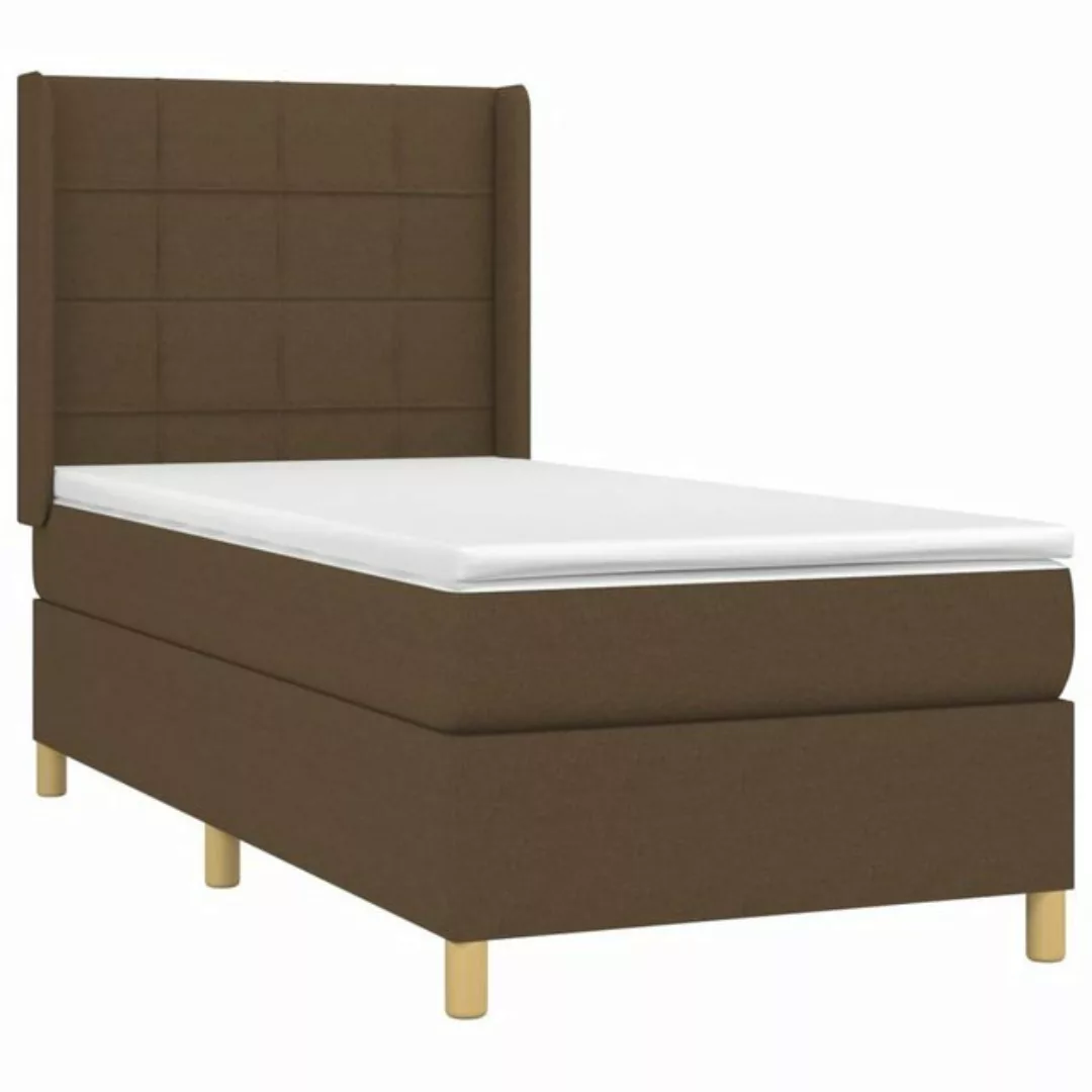 vidaXL Bettgestell Boxspringbett mit Matratze Dunkelbraun 100x200 cm Stoff günstig online kaufen