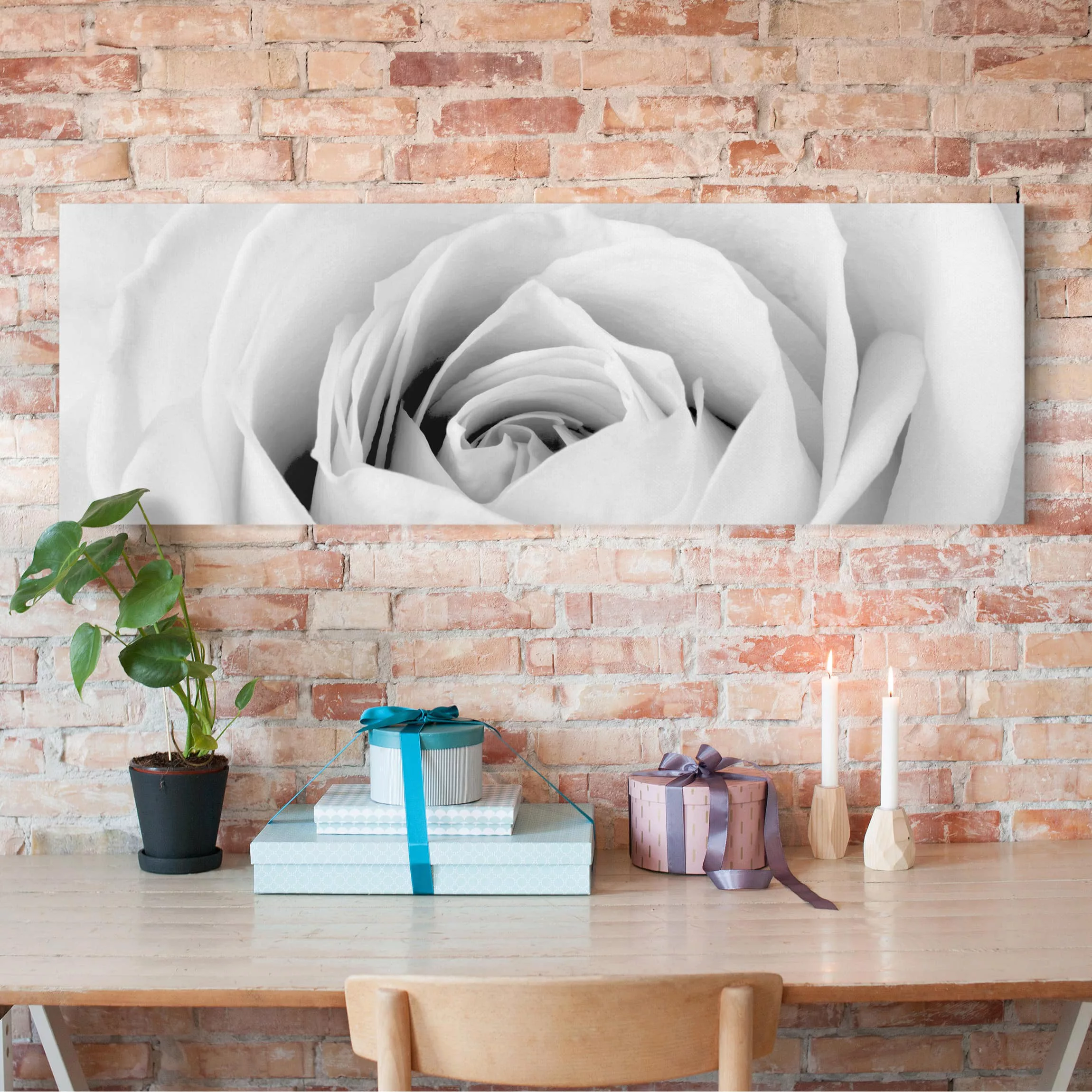Leinwandbild Blumen - Panorama Close Up Rose günstig online kaufen