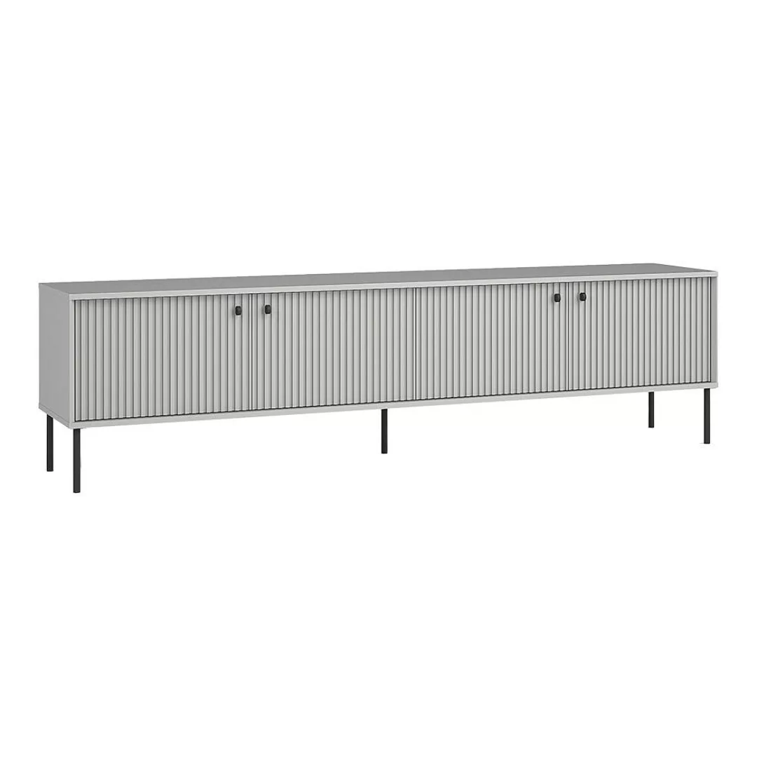 TV Lowboard 207cm in grau mit gerillter Front IPSWICH-166 günstig online kaufen