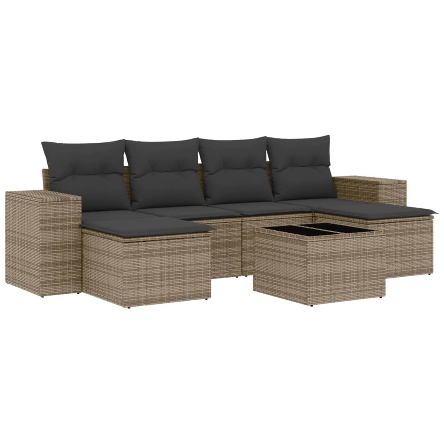 vidaXL 7-Tlg Garten-Sofagarnitur mit Kissen Grau Poly Rattan 3222929 günstig online kaufen