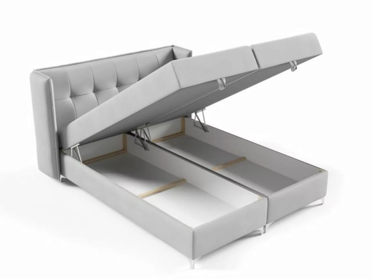 Fun Möbel Boxspringbett Bett Schlafzimmerbett GENET in Stoff Matt Velvet (i günstig online kaufen