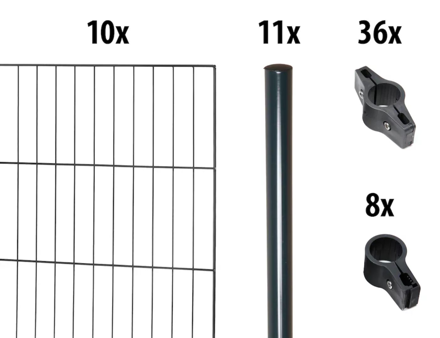 GARDEN N MORE Einstabmattenzaun "mit Rundpfosten", 10 Elemente für 20 m, Lx günstig online kaufen