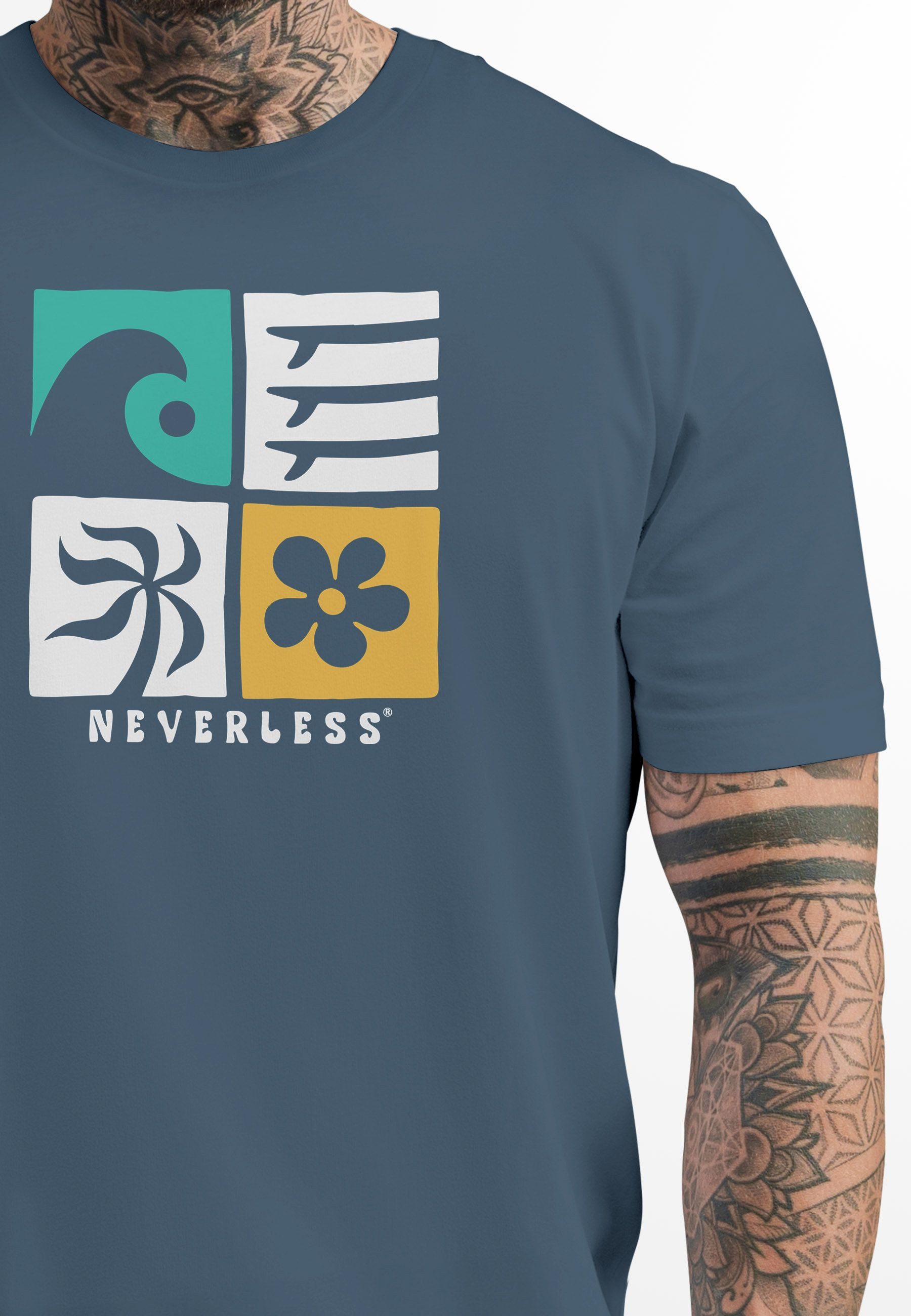 Neverless Print-Shirt Herren T-Shirt Surfing Icons günstig online kaufen